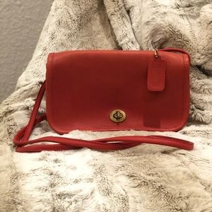 Red leather vintage coach purse